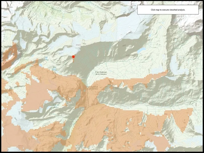 Image of show viewshed calculated from geoprocessing task