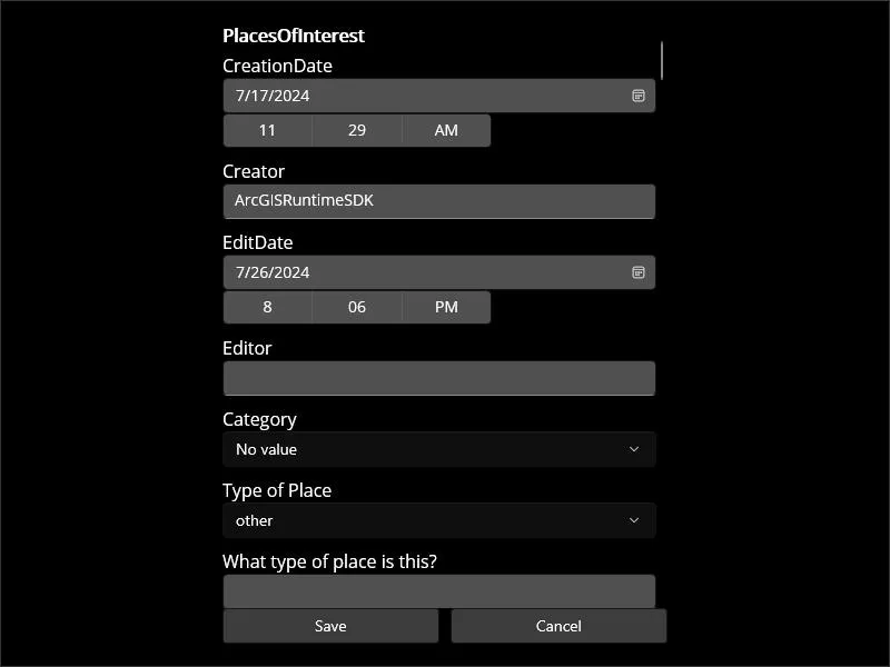 Image of Edit features using feature forms sample
