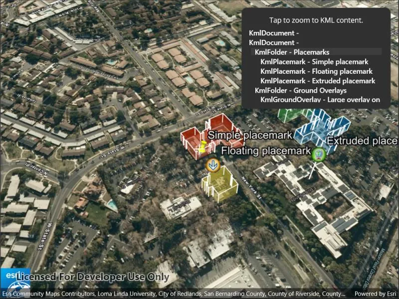 Image of list KML contents