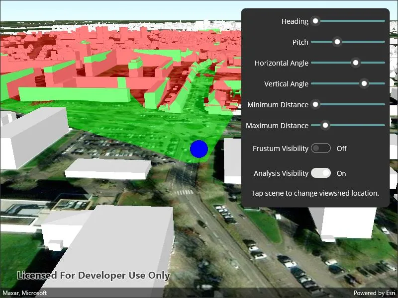 Image of exploratory show viewshed from point in scene
