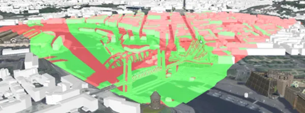 Viewshed analysis in a scene view