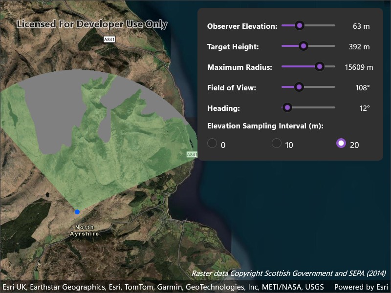 Show interactive viewshed with analysis overlay sample