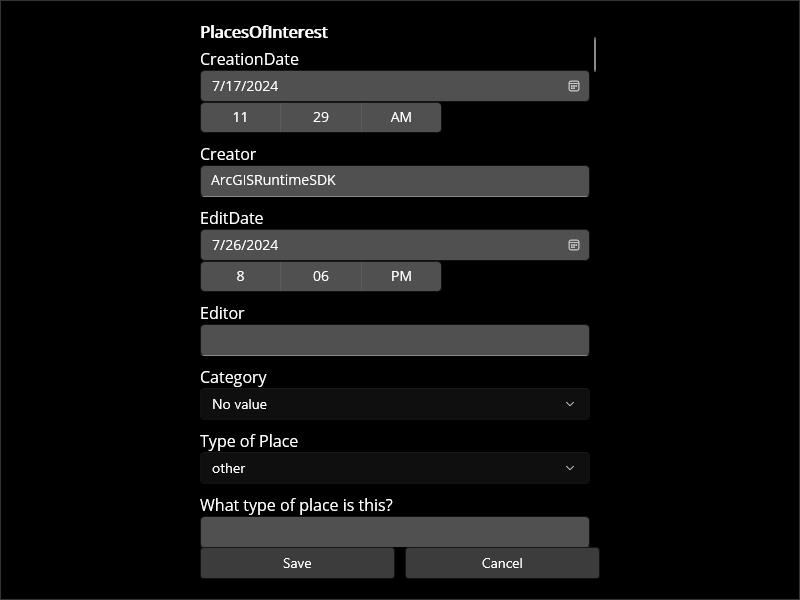Image of Edit features using feature forms sample