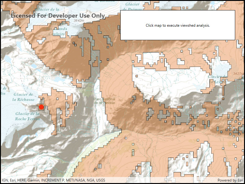 Image of show viewshed calculated from geoprocessing task