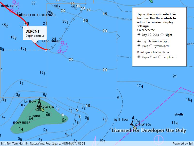 Screenshot of Configure electronic navigational charts sample