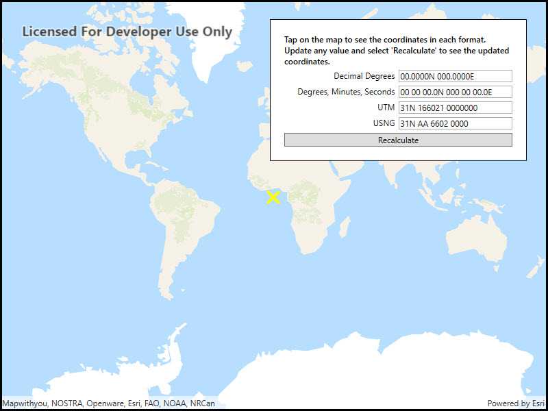 From Coordinates To Map Format Coordinates | Arcgis Runtime Api For .Net | Arcgis Developer