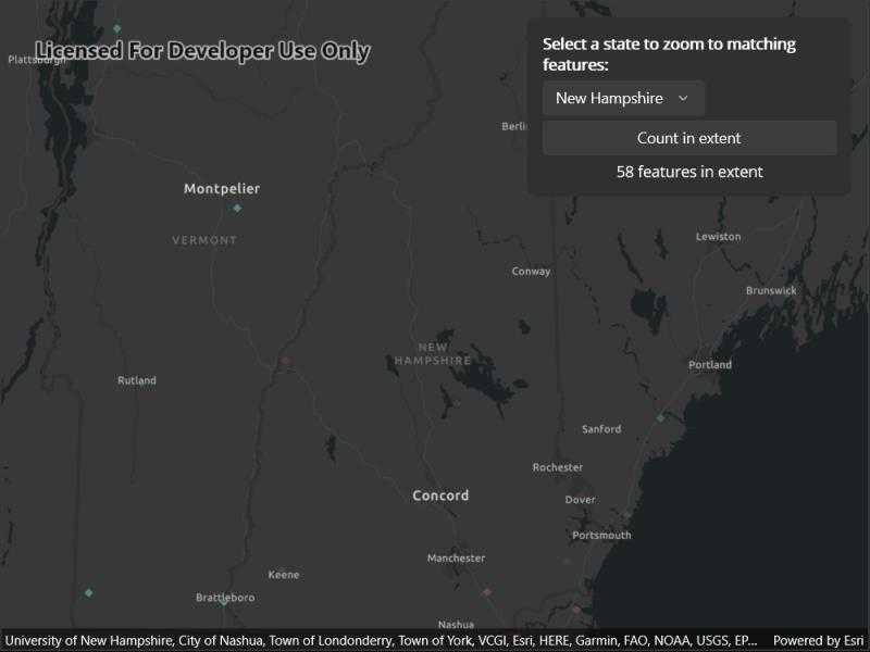 Image of query feature count and extent