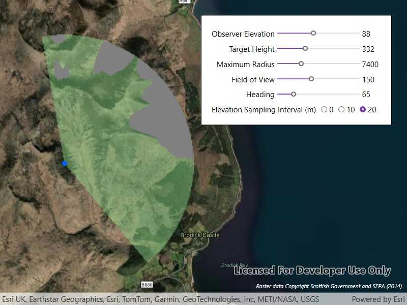 Show interactive viewshed with analysis overlay sample