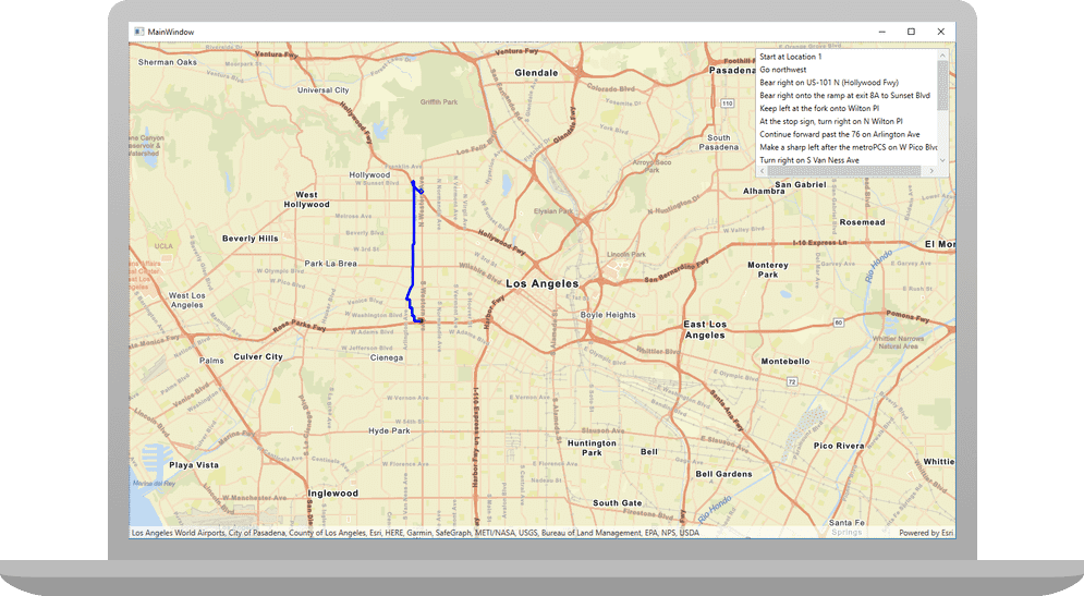 Find a route and directions, ArcGIS Maps SDK for .NET