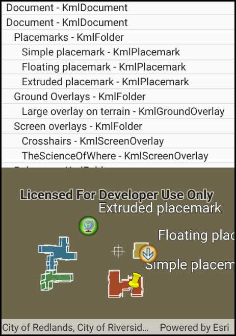 Image of list KML contents