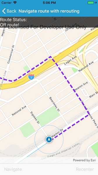 Image of navigate route with rerouting