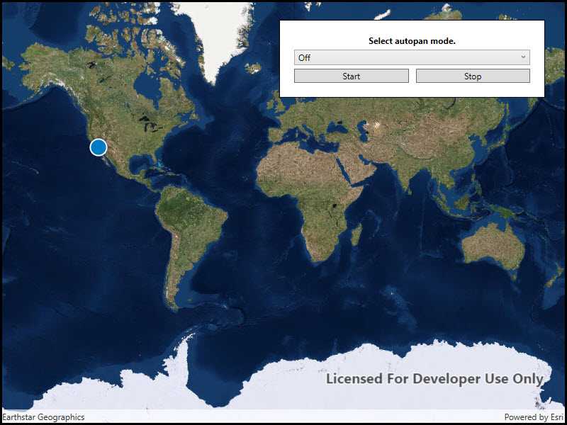 Image of display device location with autopan modes