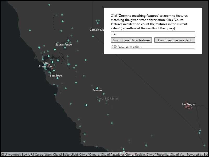 Image of query feature count and extent