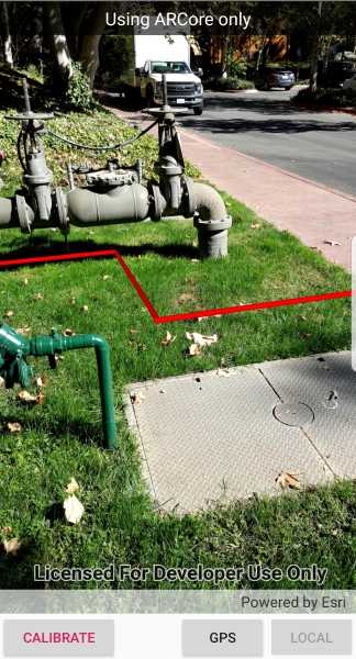 Rendering of drawn pipes shown overlaid onto a real-world camera feed