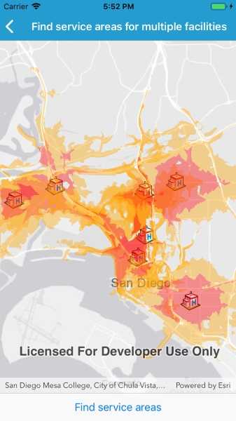 Image of find service areas for multiple facilities