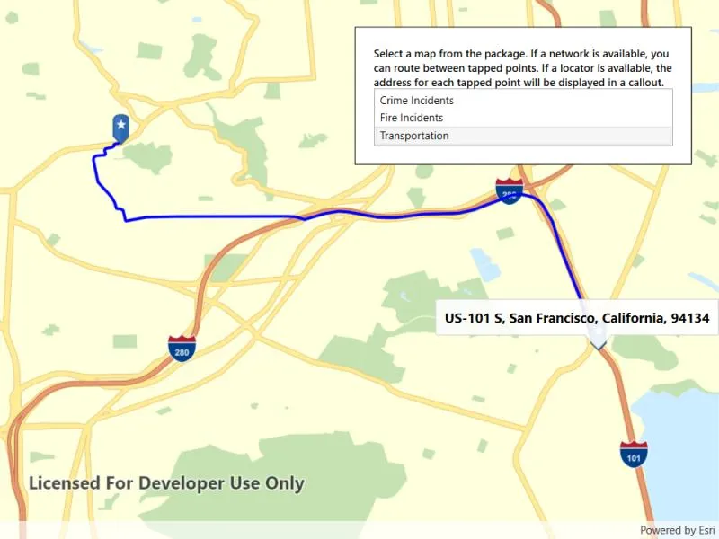 Image of mobile map search and route