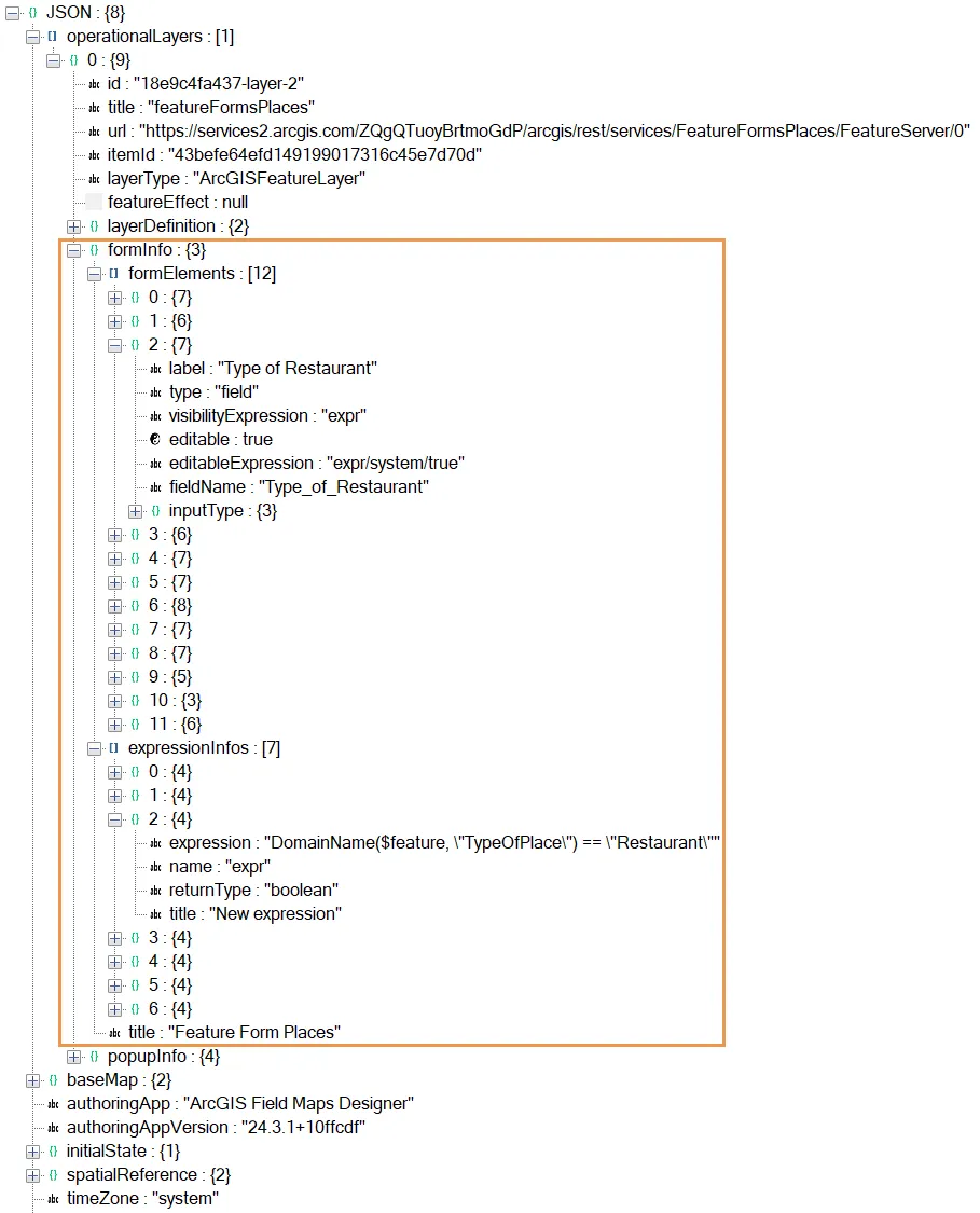 Example of a feature form definition. Example of a feature form definition.