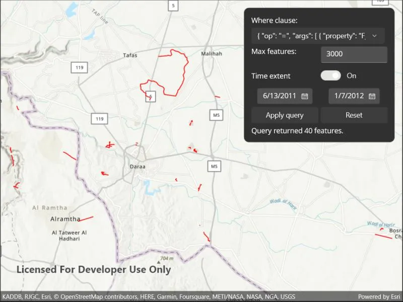 Land Query One Map Image of Query with CQL Filters