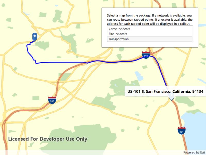 Image of mobile map search and route