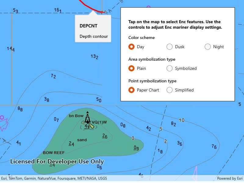 Screenshot of Configure electronic navigational charts sample