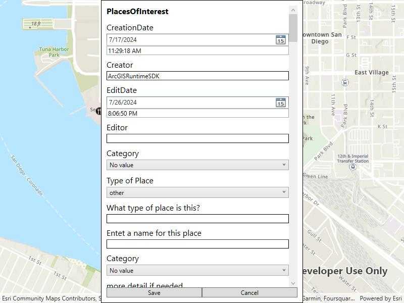 Image of Edit features using feature forms sample