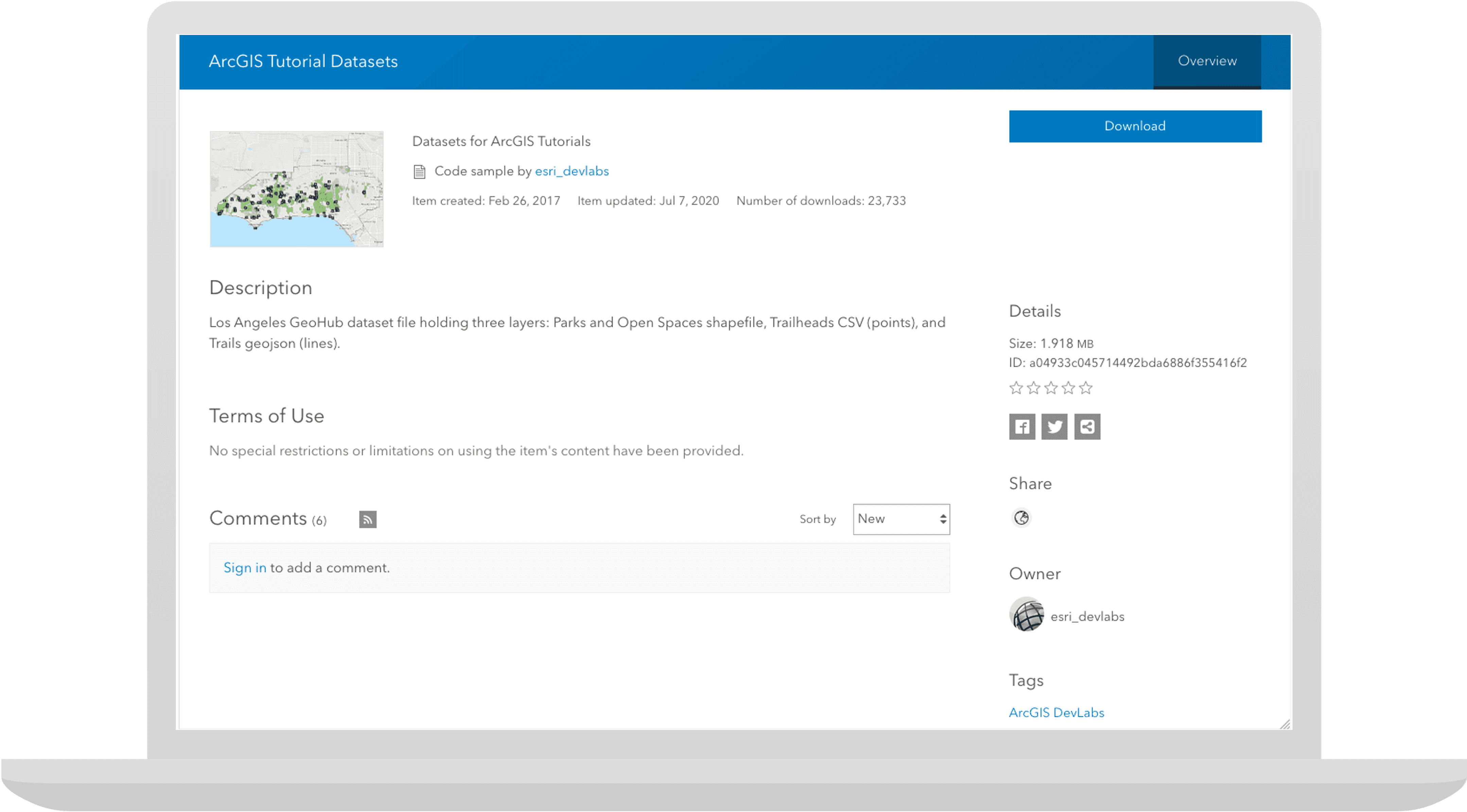 Tutorial: Download data | ArcGIS API for Python v2.3 | Esri Developer