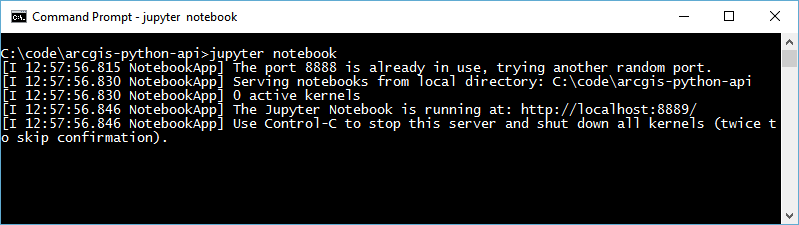 Windows command prompt running jupyter notebook