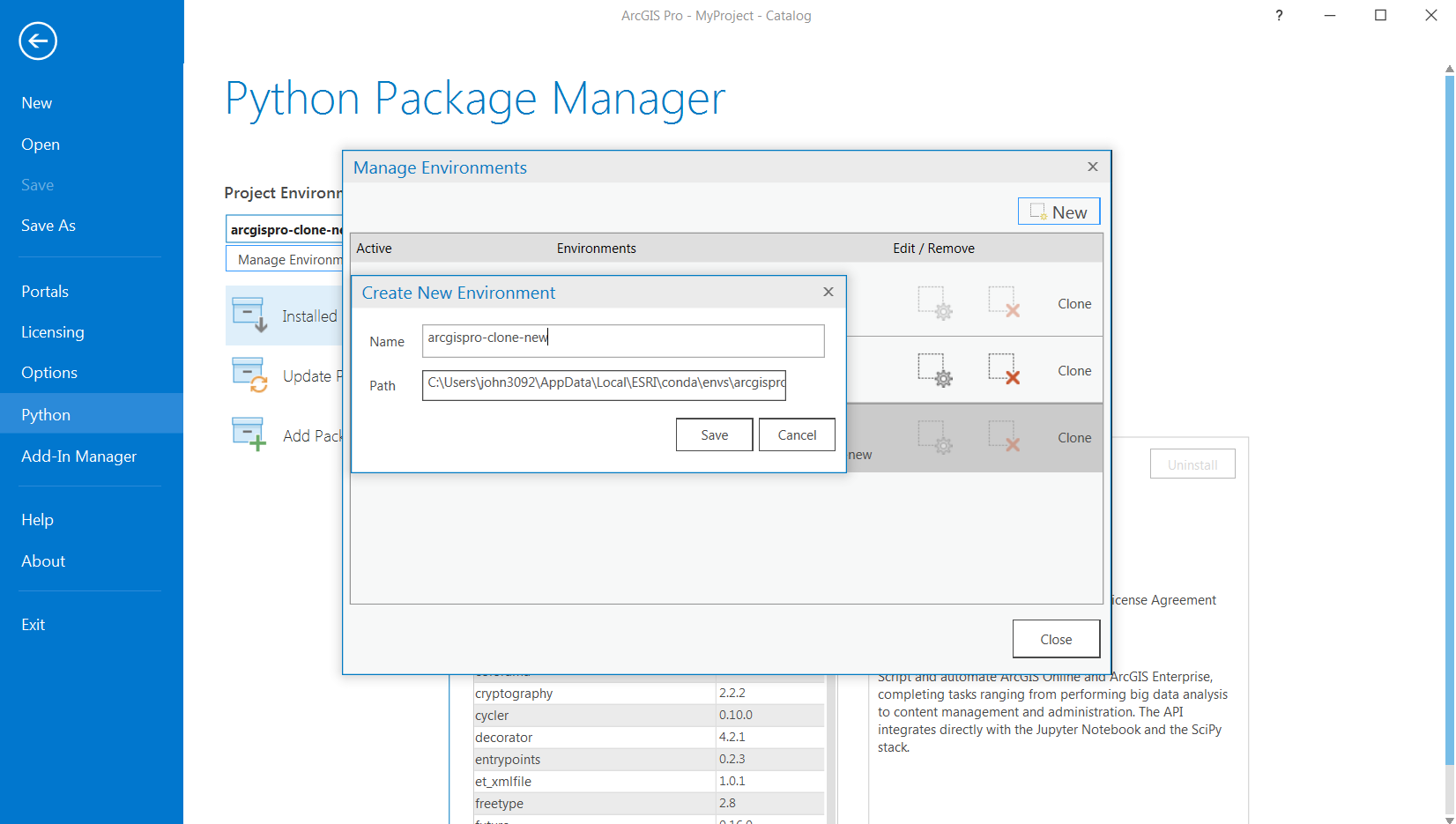 python packagemanager new