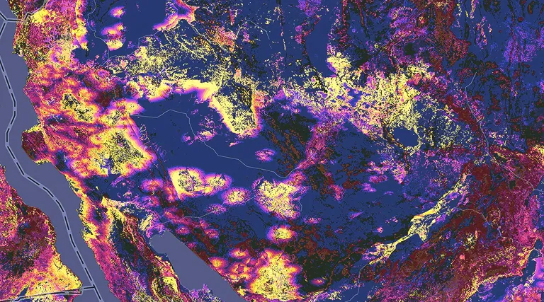A surface displaying predicted vulnerability to land cover change by year 2050 Raster surface