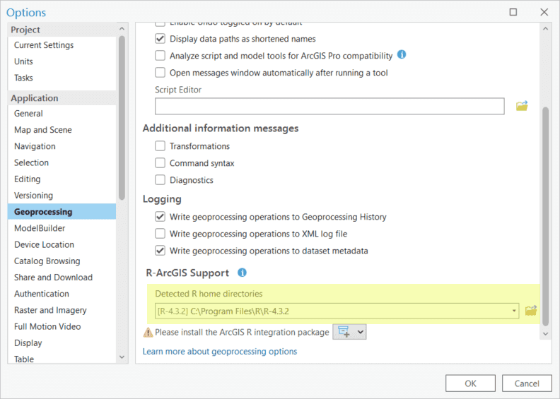 arcgisbinding installer homedir