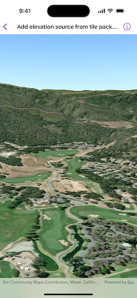 Screenshot of Add elevation source from tile package sample