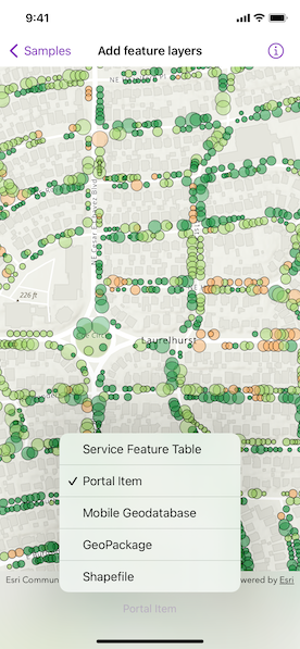 Screenshot of add feature layers sample