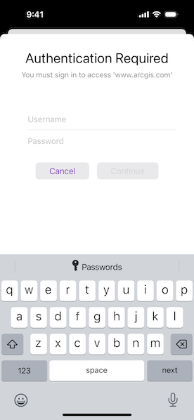 Login screen