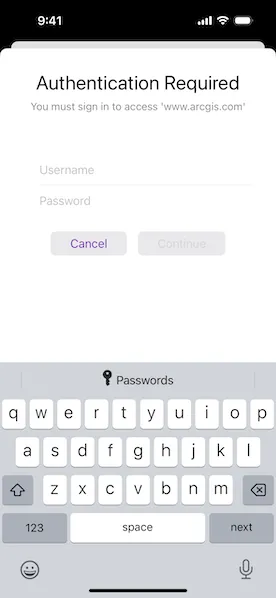 Login screen