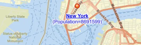 Name and population label with additional formatting for the name