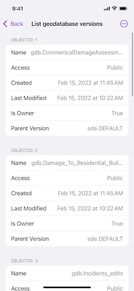 Image of List geodatabase versions sample