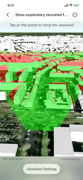 Screenshot of Show exploratory viewshed from point in scene sample