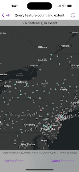 Image of Query feature count and extent sample
