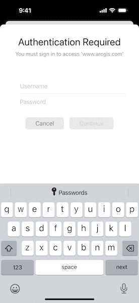 Login screen