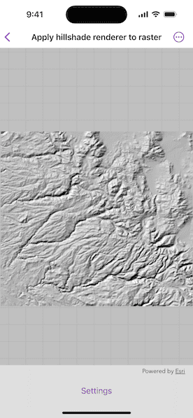 Image of Apply hillshade renderer to raster sample