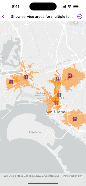 Image of show service areas for multiple facilities sample