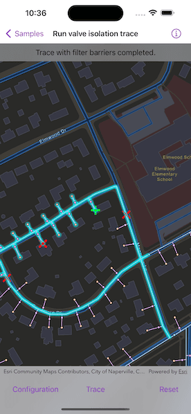 Image of run valve isolation trace with filter barriers