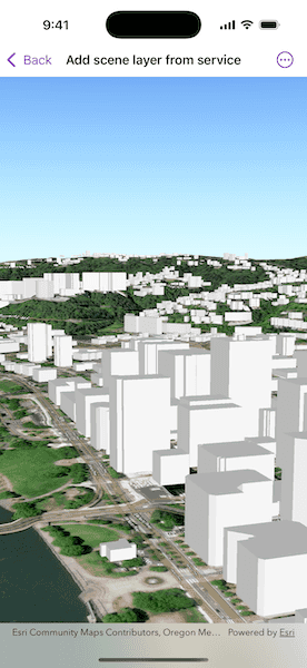 Screenshot of Add scene layer from service sample