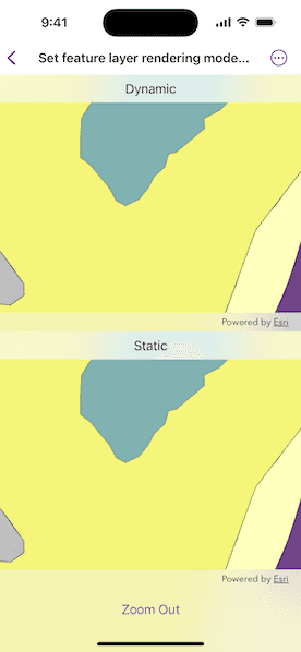 Image of Set feature layer rendering mode on map sample