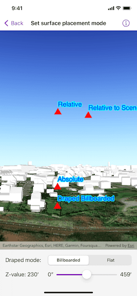 Screenshot of set surface placement mode sample