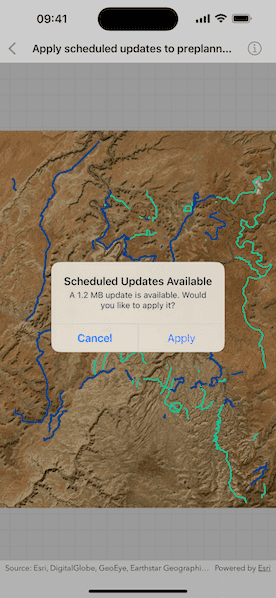 Image of Apply scheduled updates to preplanned map area sample