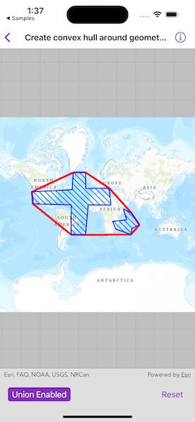 Image of create convex hull around geometries