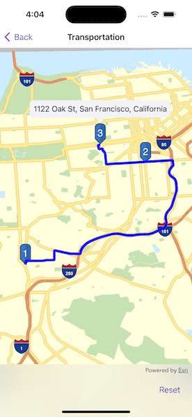 Image of find route in mobile map package