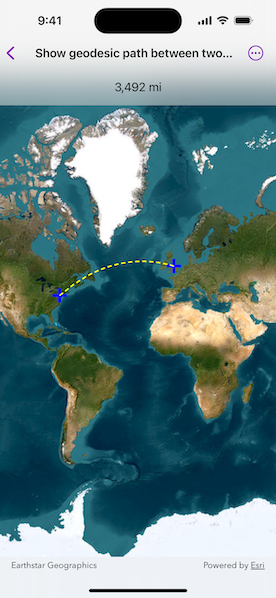 Image of show geodesic path between two points sample