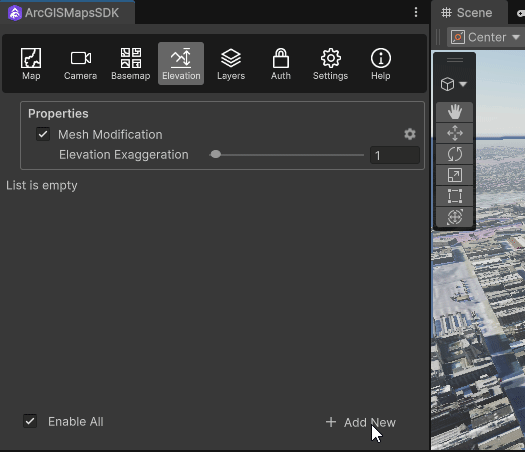 Elevation Menu Unity